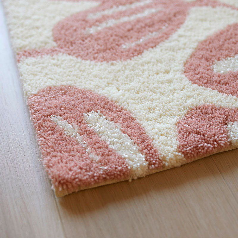 ユーカリの葉にナイロン糸を使用した北欧デザイン！日本製北欧デザイン玄関マット45×75cm Yukari -ユーカリ ピンク