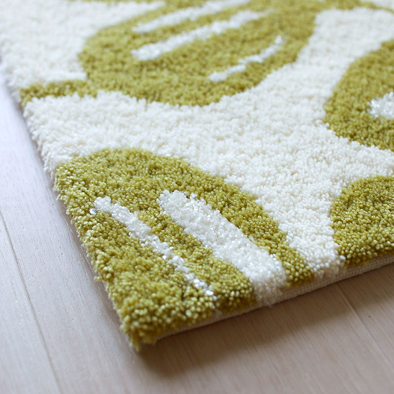 ユーカリの葉にナイロン糸を使用した北欧デザイン！日本製北欧デザイン玄関マット45×75cm Yukari -ユーカリ グリーン