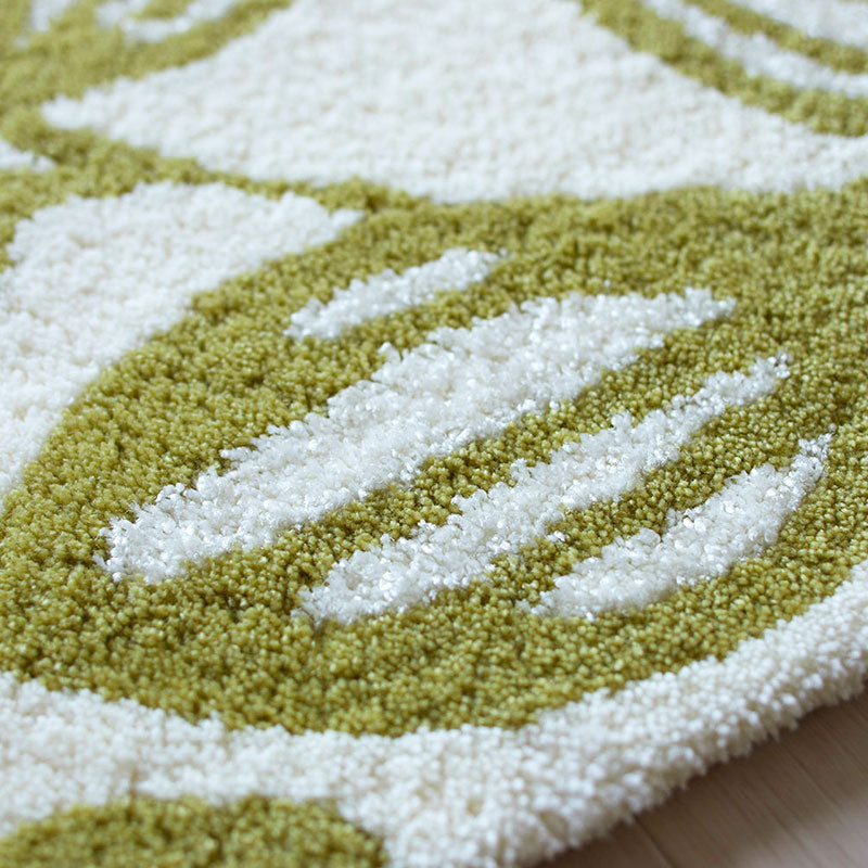 ユーカリの葉にナイロン糸を使用した北欧デザイン！日本製北欧デザイン玄関マット45×75cm Yukari -ユーカリ グリーン