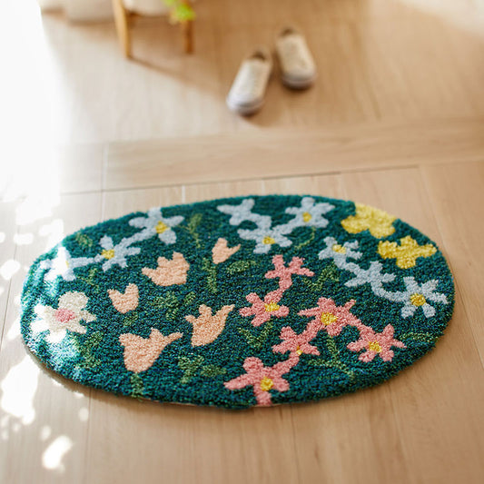 お花畑の中に足を踏み入れたような北欧デザイン！日本製北欧デザイン可愛い変形玄関マット45×70cm Ohana -オハナ
