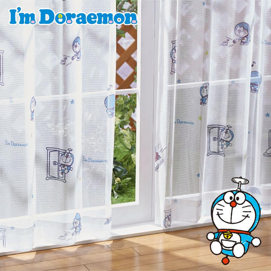 【ドラえもん】手描き風のドラえもんがオシャレなドラえもん I'm Doraemon レース カーテン 2枚組