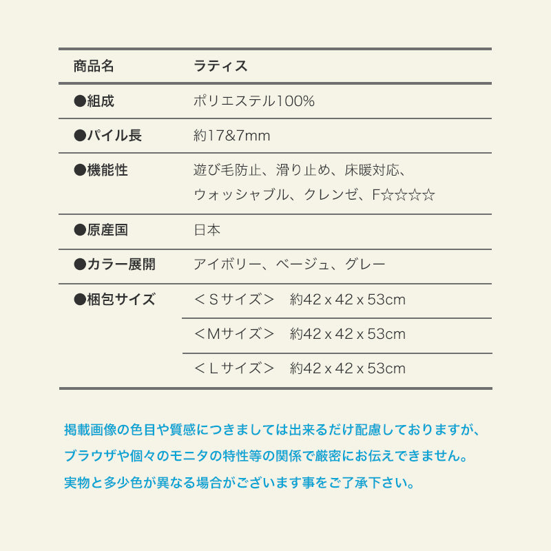 洗える・抗ウィルス・抗菌機能付き！質感の違う糸を組み合わせたストライプラグ Lattice - ラティス
