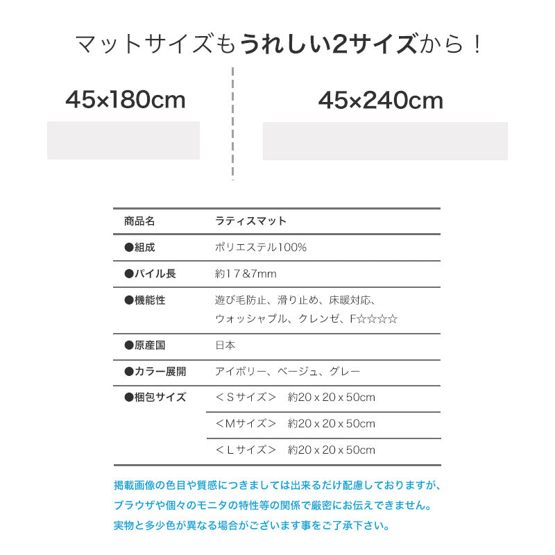 洗える・抗ウィルス・抗菌機能付き！質感の違う糸を組み合わせたストライプキッチンマット Lattice - ラティス