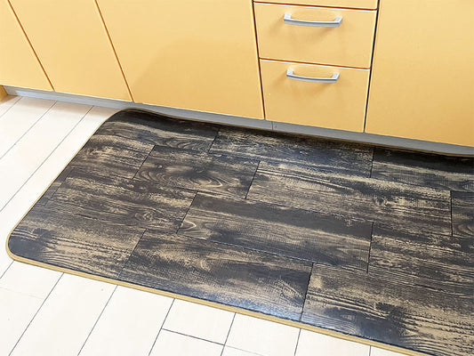 優れた耐摩耗性で土足使用もOK！汚れても拭き取るだけでキレイ！はっ水・抗菌・防炎機能付きキッチンマット幅60cmタイプ＜Mild - マイルドブラウン＞