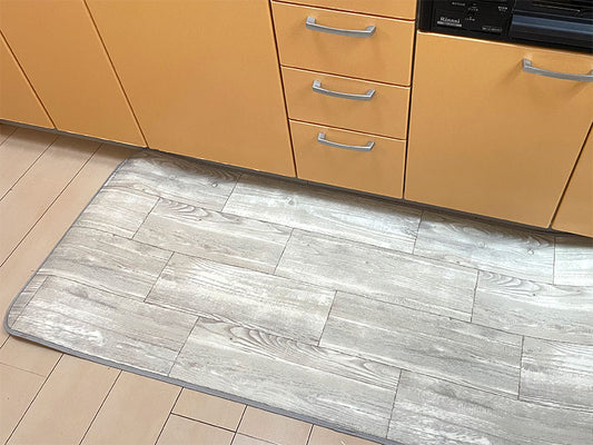 優れた耐摩耗性で土足使用もOK！汚れても拭き取るだけでキレイ！はっ水・抗菌・防炎機能付きキッチンマット幅40cmタイプ＜Mild - マイルドベージュ＞