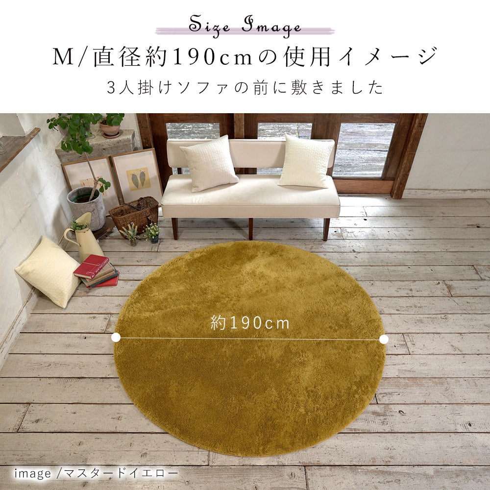 ふんわり、とろけるやさしい触り心地！洗えるマイクロファイバー円形ラグ Ciara - シアラ